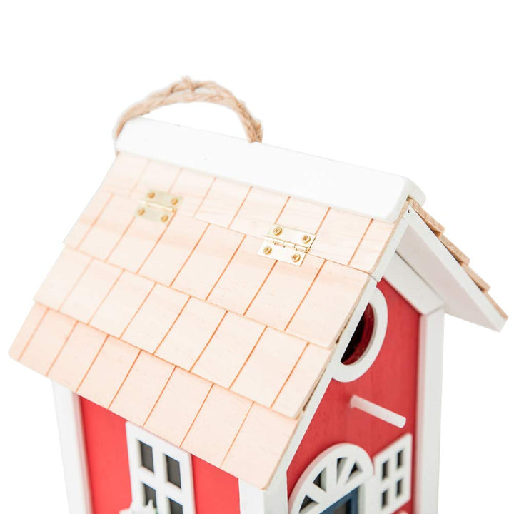 Vogelhaus Holz hängend rot 18,5x18,5x24,6 cm für Garten - Bild 4