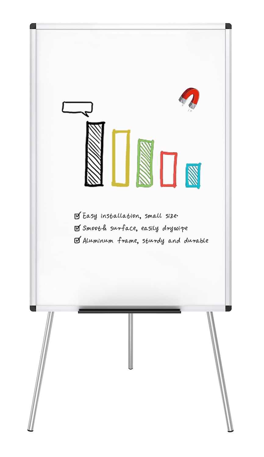 Magnetisches Flipchart-Whiteboard 90x60 cm mit Stiftablage