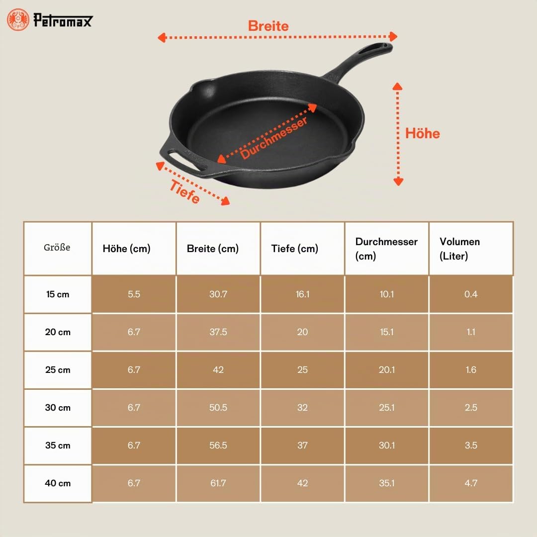 Gusseisen-Pfanne mit Stiel 25 cm für Induktion, Grill &amp; Lagerfeuer - Bild 8