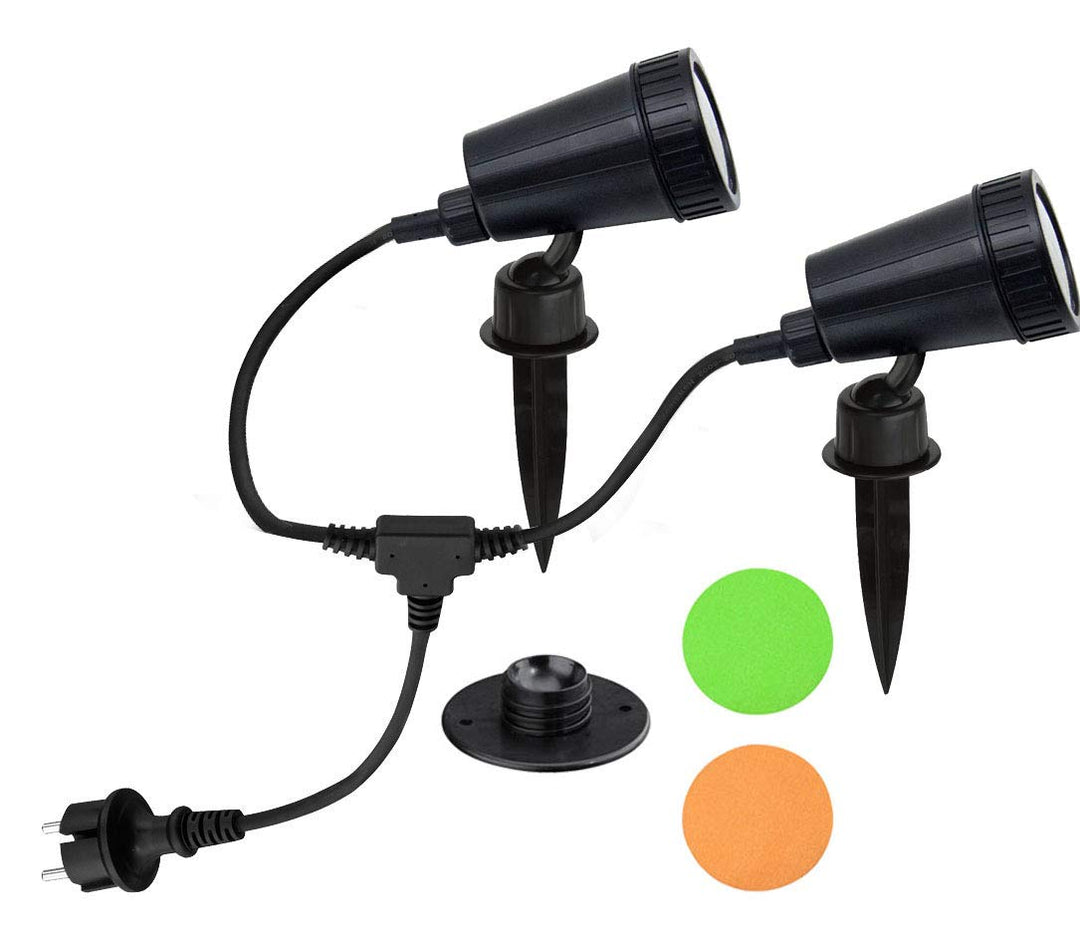 Gartenstrahler 2-flammig IP44 GU10 LED mit Erdpin und Wandhalterung