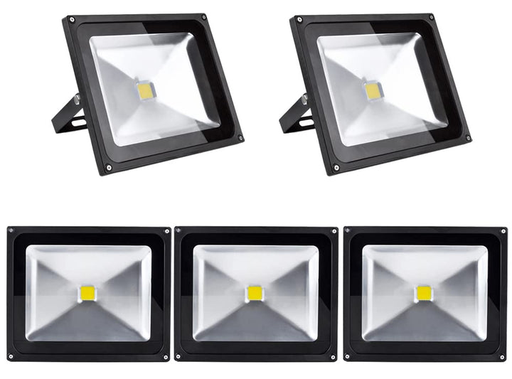LED Fluter 50W Aussen IP65 Kaltweiß Aluminium 5er-Set