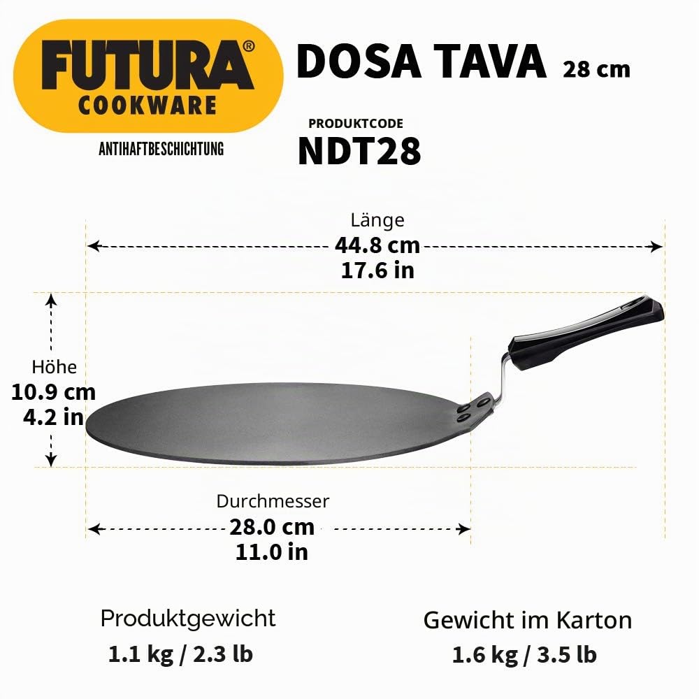 Grillplatte Antihaft flach 27,9 cm für Dosa und Crepes - Bild 3