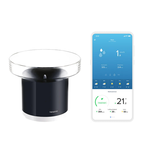 Funk-Regenmesser Smart für Wetterstation, Echtzeit-App, 100m Reichweite