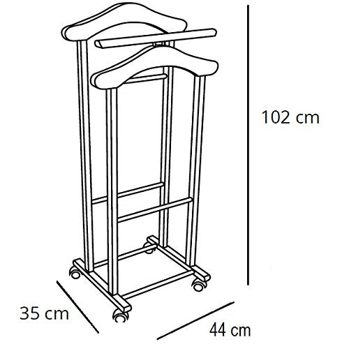 Herrendiener Buche Massivholz mit 2 Kleiderbügeln Kirsche 43x102x35cm - Bild 6