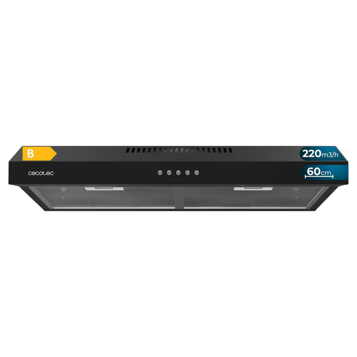Dunstabzugshaube 60 cm Schwarz 220m³/h 3 Stufen mechanisch