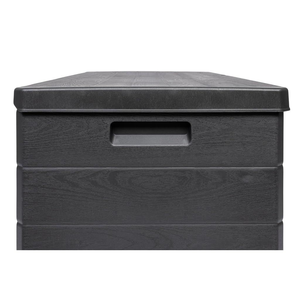 Kissenbox XL Kunststoff Holz-Optik Anthrazit 340 L als Sitzbank nutzbar - Bild 6