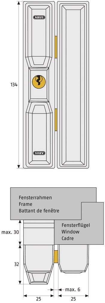 Fenster-Zusatzsicherung 2 Stahlriegel Schlüssel braun Nachrüstung - Bild 3