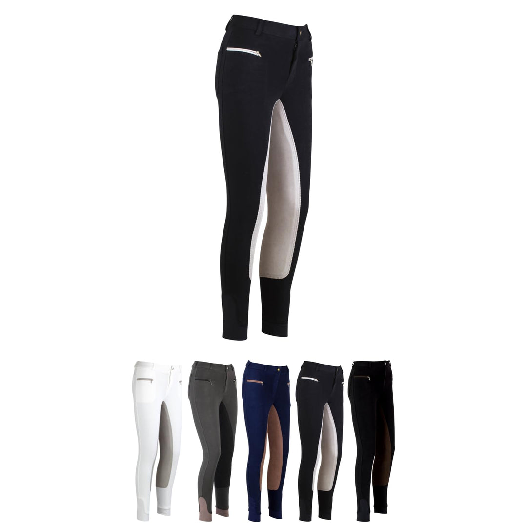 Reithose Damen Vollbesatz Schwarz/Grau Baumwolle-Stretch Gr. 42