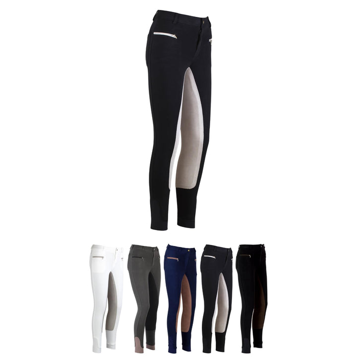 Reithose Damen Vollbesatz Schwarz/Grau Baumwolle-Stretch Gr. 42