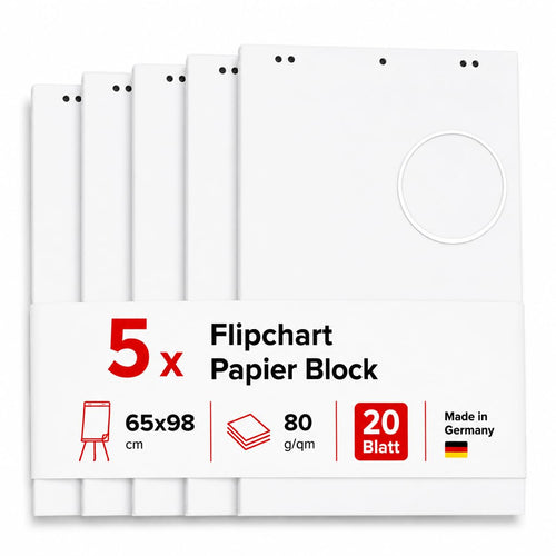 Flipchart Papier blanko 80g/m² 65x98cm 5 Blöcke à 20 Blatt