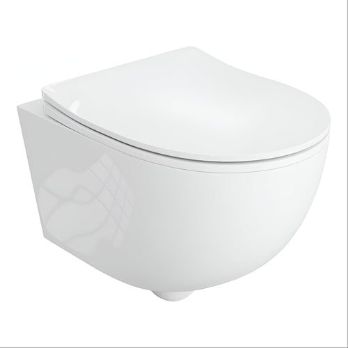 Wand-WC mit Tornado-Spülung Soft-Close-Sitz Weiss Glanz 365x485 mm