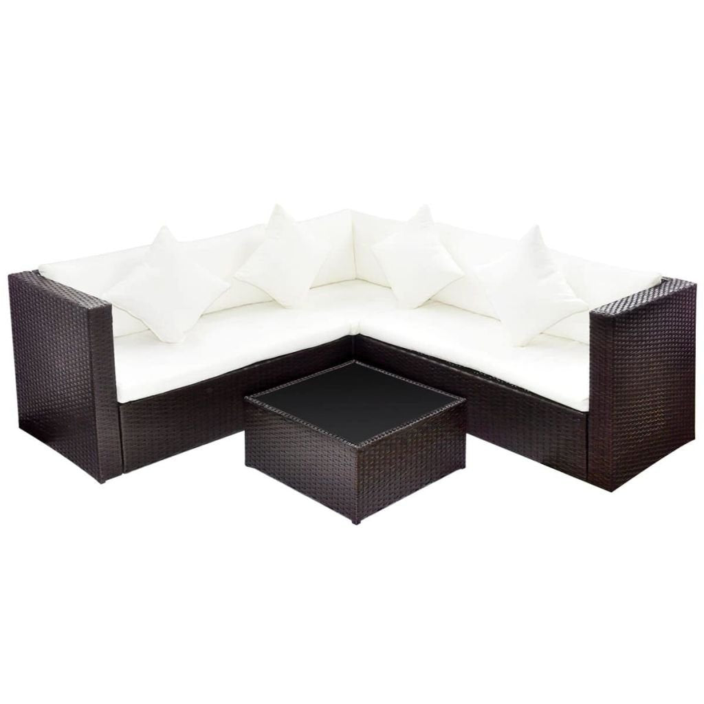 Polyrattan Lounge Set 5-teilig mit Couchtisch Braun Garten - Bild 2
