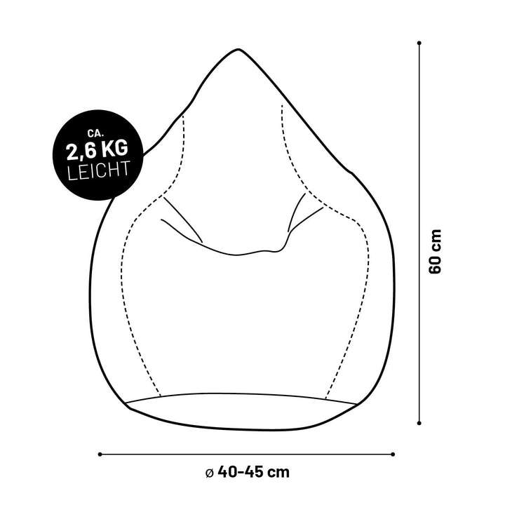 Sitzsack Microvelours 60x45cm schwarz für Kinder &amp; Erwachsene - Bild 9