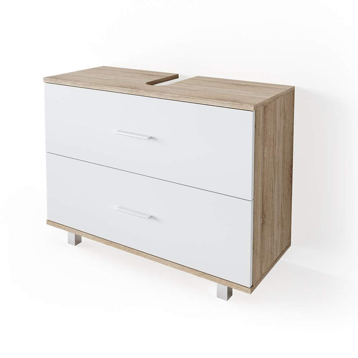 Waschbeckenunterschrank Weiss Sonoma 80x60.8 cm mit 2 Schubladen