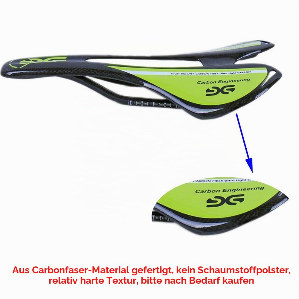 Carbon Fahrradsattel MTB/Rennrad Hohlkanal 3K glänzend Grün - Bild 4