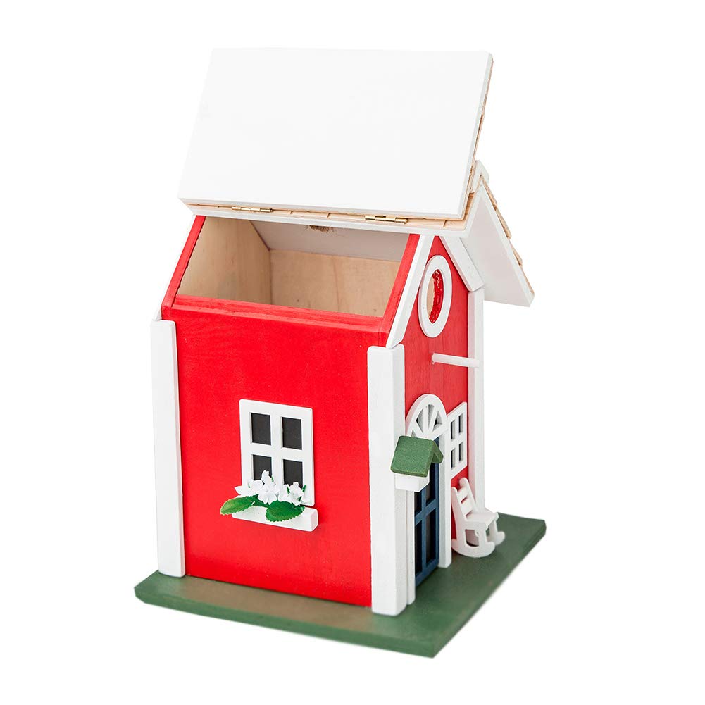 Vogelhaus Holz hängend rot 18,5x18,5x24,6 cm für Garten - Bild 3