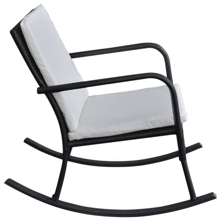 Garten-Schaukelstuhl Poly Rattan Schwarz mit Kissen - Bild 4