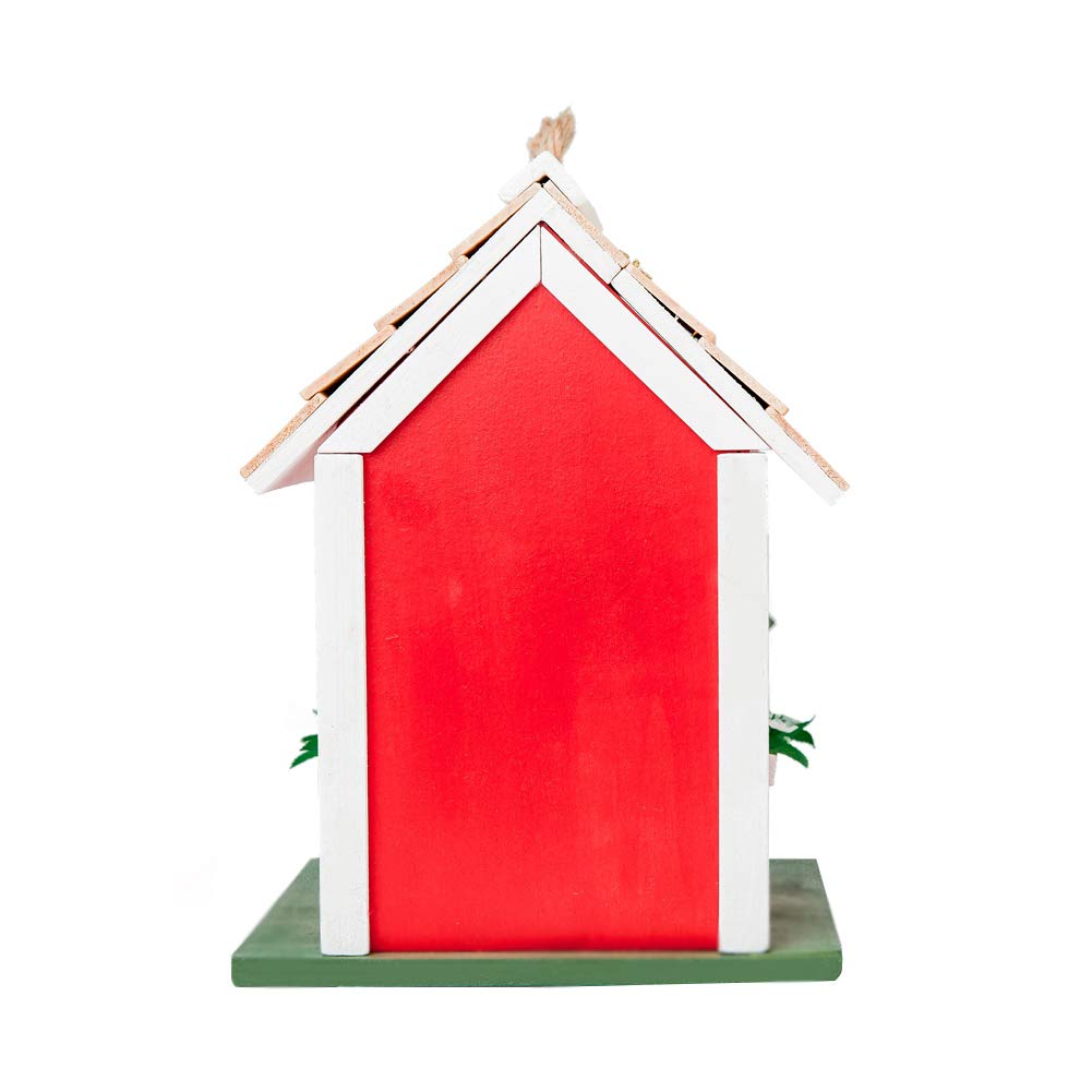 Vogelhaus Holz hängend rot 18,5x18,5x24,6 cm für Garten - Bild 9