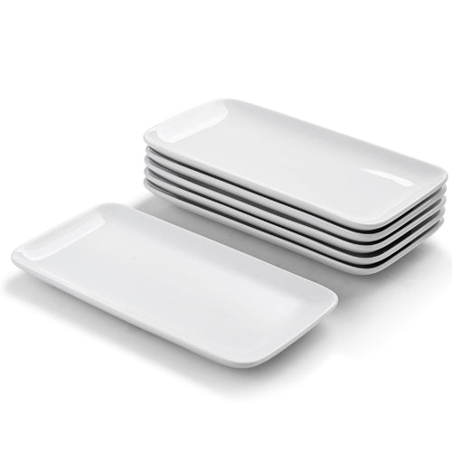Servierplatte Porzellan rechteckig 23x12 cm 6er-Set Weiss