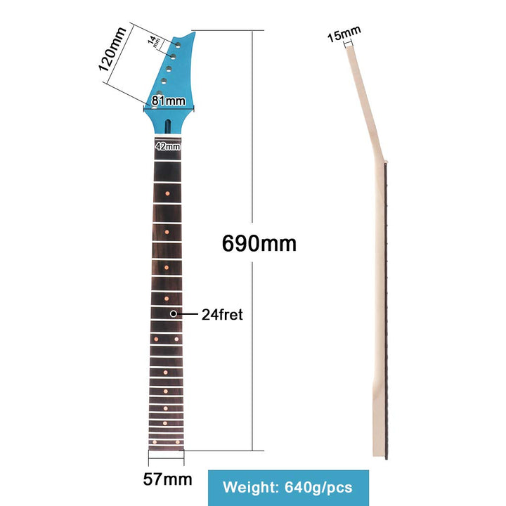 E-Gitarrenhals Ahorn/Palisander 24 Bünde für IBZ-Ersatz Blau - Bild 2
