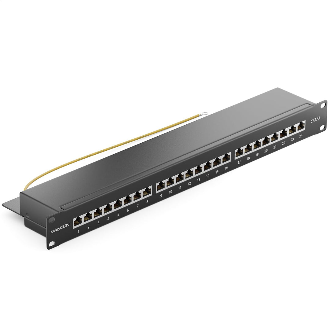 Patchpanel CAT 6a 24 Port RJ45 geschirmt 19 Zoll 1HE