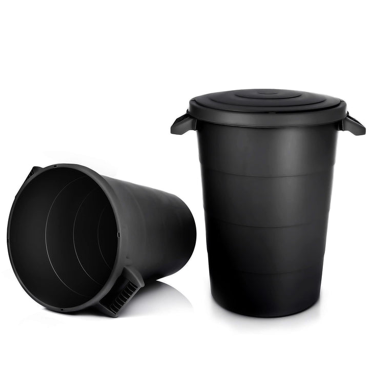 Universaltonne mit Deckel 80 Liter Schwarz Wetterfest 2er-Set