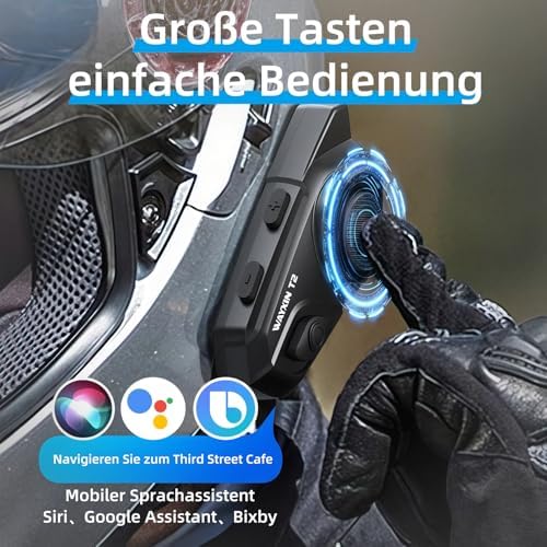 Motorrad Helm Headset Bluetooth 5.1 mit Gegensprechanlage 300m für 2 Fahrer - Bild 8