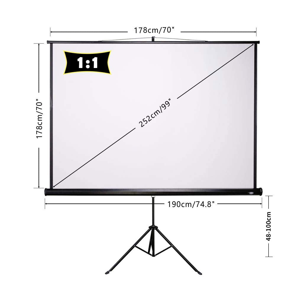 Beamer Leinwand mit Stativ 99 Zoll 178x178cm höhenverstellbar - Bild 2