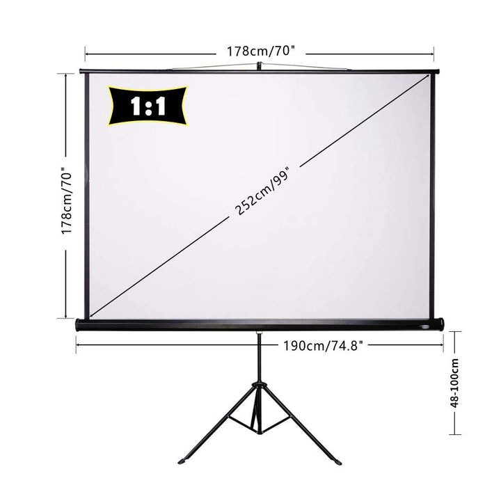 Beamer Leinwand mit Stativ 99 Zoll 178x178cm höhenverstellbar - Bild 2