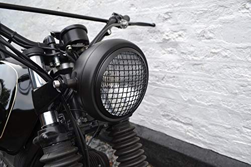 Motorrad-Scheinwerfer 6 Zoll Stahl mit Netzgrill H4 55W Cafe Racer - Bild 6