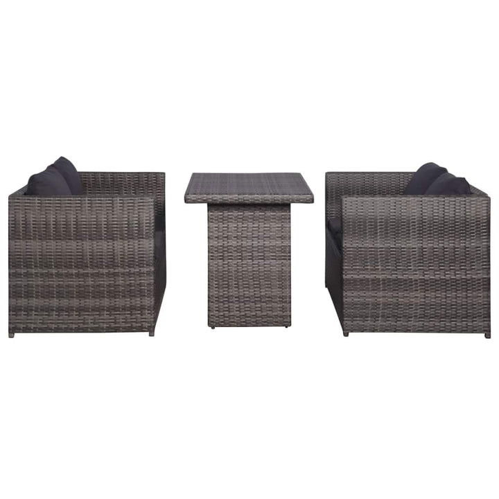 Poly-Rattan Gartensofa-Set 11-tlg. Grau mit Tisch und Kissen - Bild 2