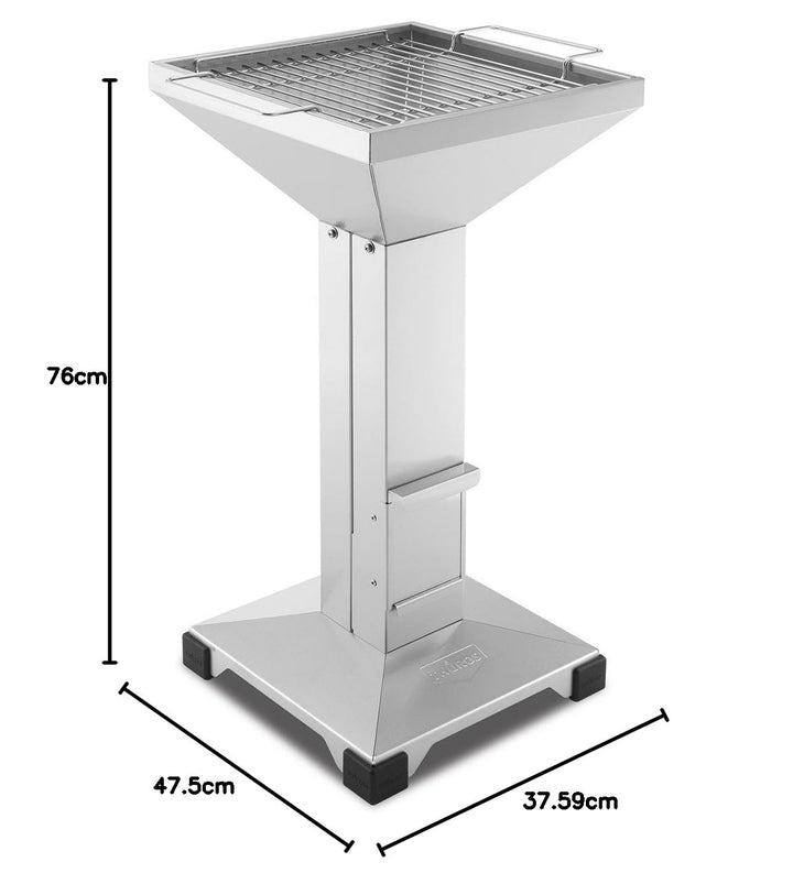 Holzkohlegrill Edelstahl V2A 35x35cm Grillfläche mit Kaminzugeffekt - Bild 4