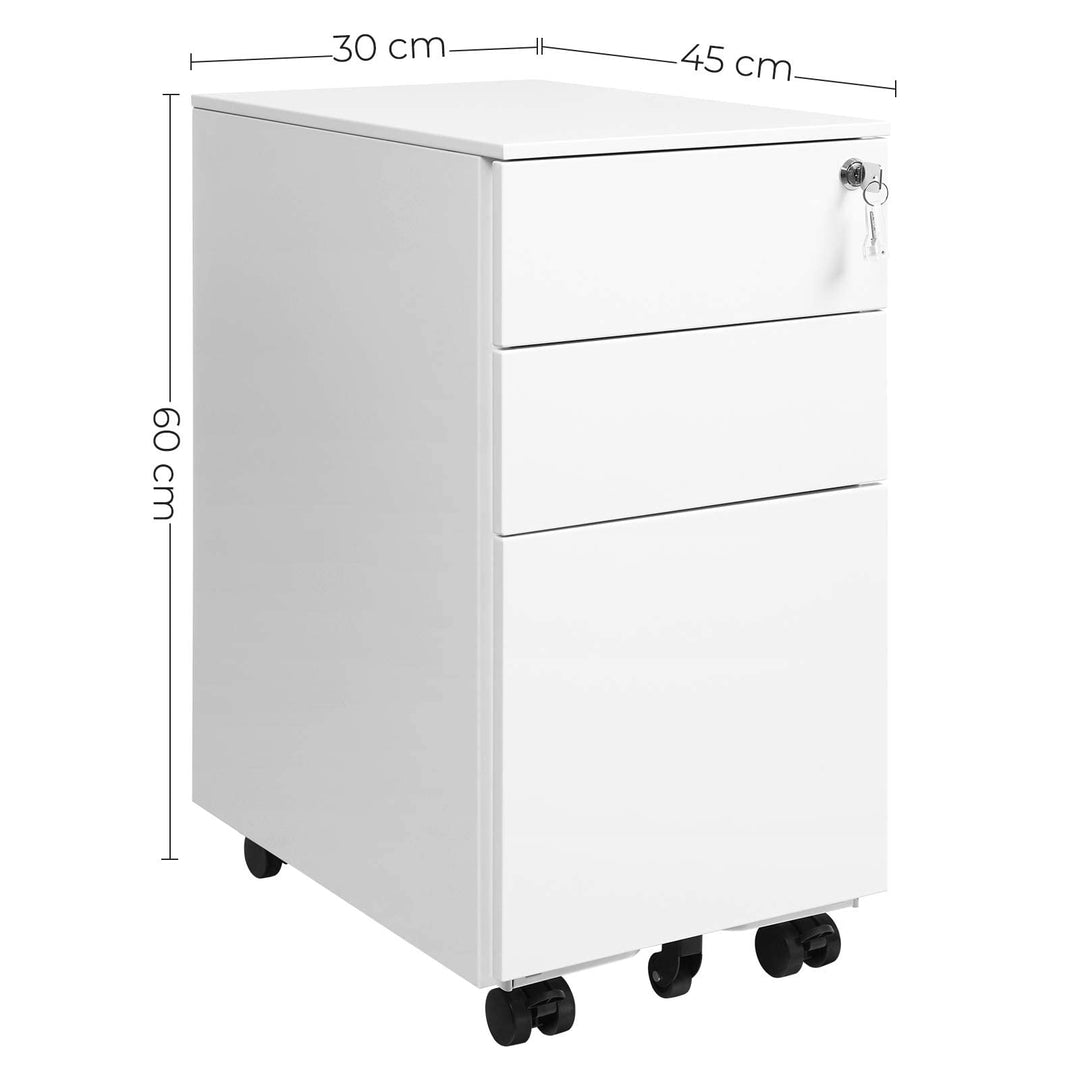 Rollcontainer mit 3 Schubladen Stahl abschliessbar 45x30x60 cm - Bild 5