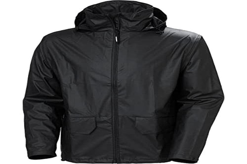 Regenjacke Arbeit wasserdicht mit Kapuze Unisex Schwarz Gr. L