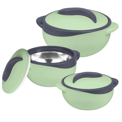 Isolierte Servierschüssel 3er-Set Edelstahl 2,6/1,5/1 qt mit Deckel