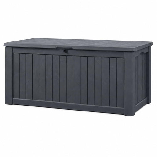 Auflagenbox 570 Liter Holzoptik Anthrazit Wasserdicht für Garten