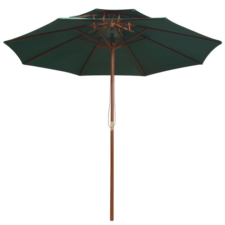 Sonnenschirm Doppeldeck 270x270 cm Polyester Grün mit Hartholzmast - Bild 2