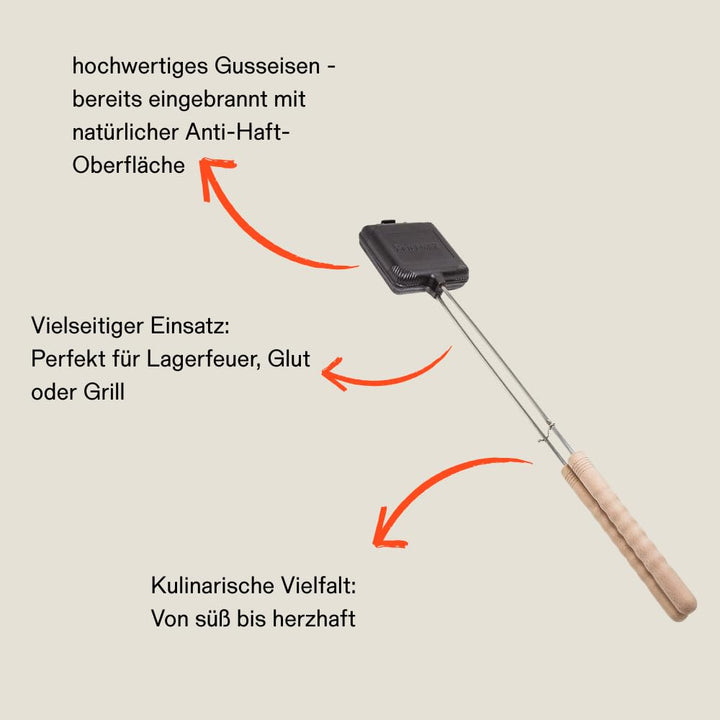 Sandwicheisen Gusseisen für Grill, Lagerfeuer &amp; Camping - Bild 8