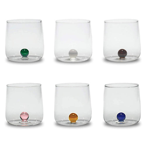 Trinkglas Set 6-teilig Borosilikatglas 44 cl mundgeblasen bunt