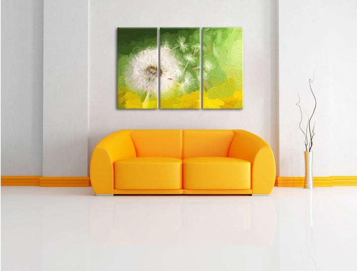 Leinwandbild 3-teilig Löwenzahn 120x80cm Keilrahmen fertig bespannt - Bild 2