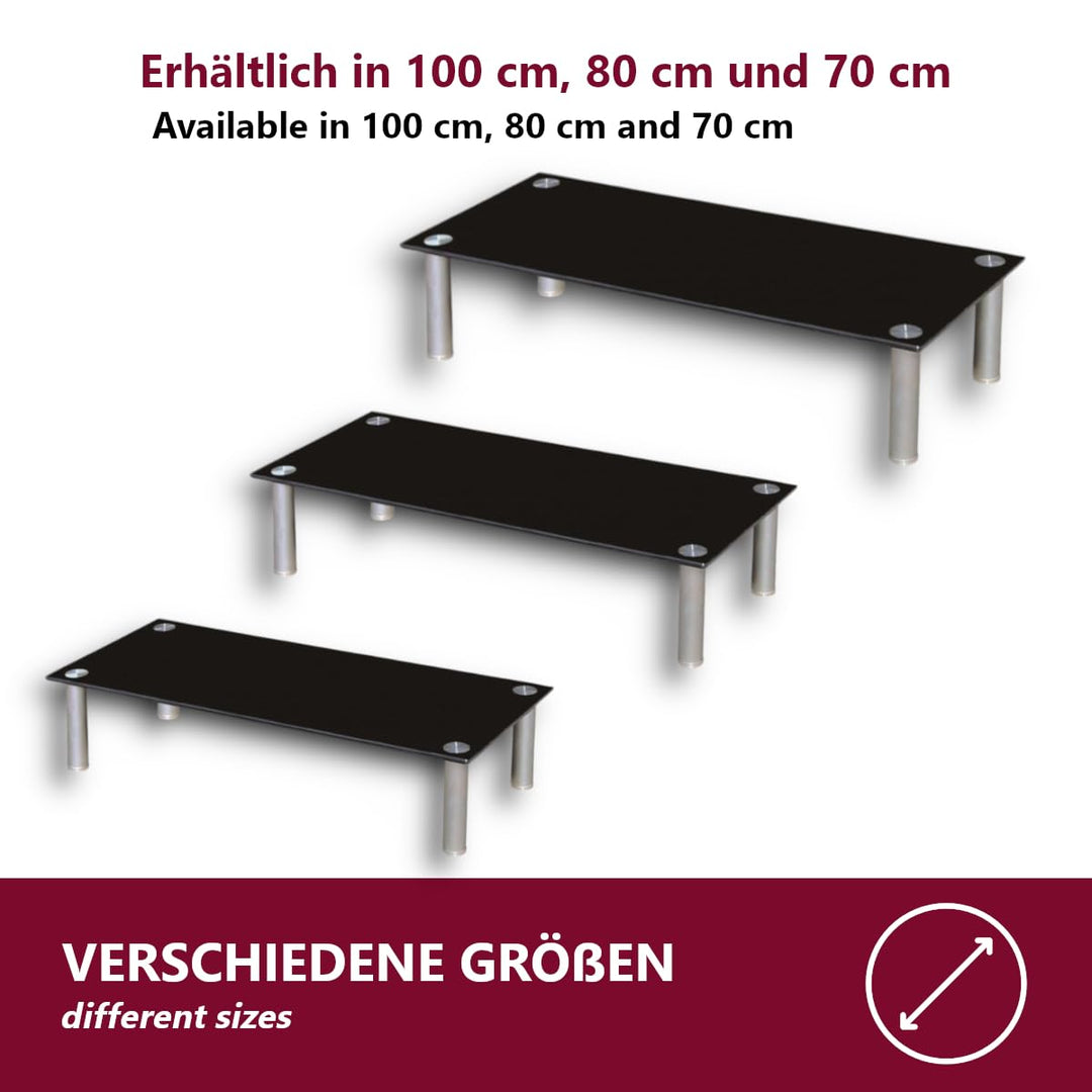 TV-Ständer Sicherheitsglas Schwarz 80 cm mit 17 cm Erhöhung - Bild 5