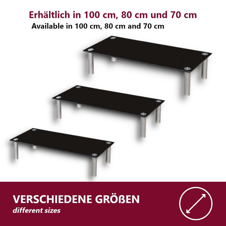 TV-Ständer Sicherheitsglas Schwarz 80 cm mit 17 cm Erhöhung - Bild 5
