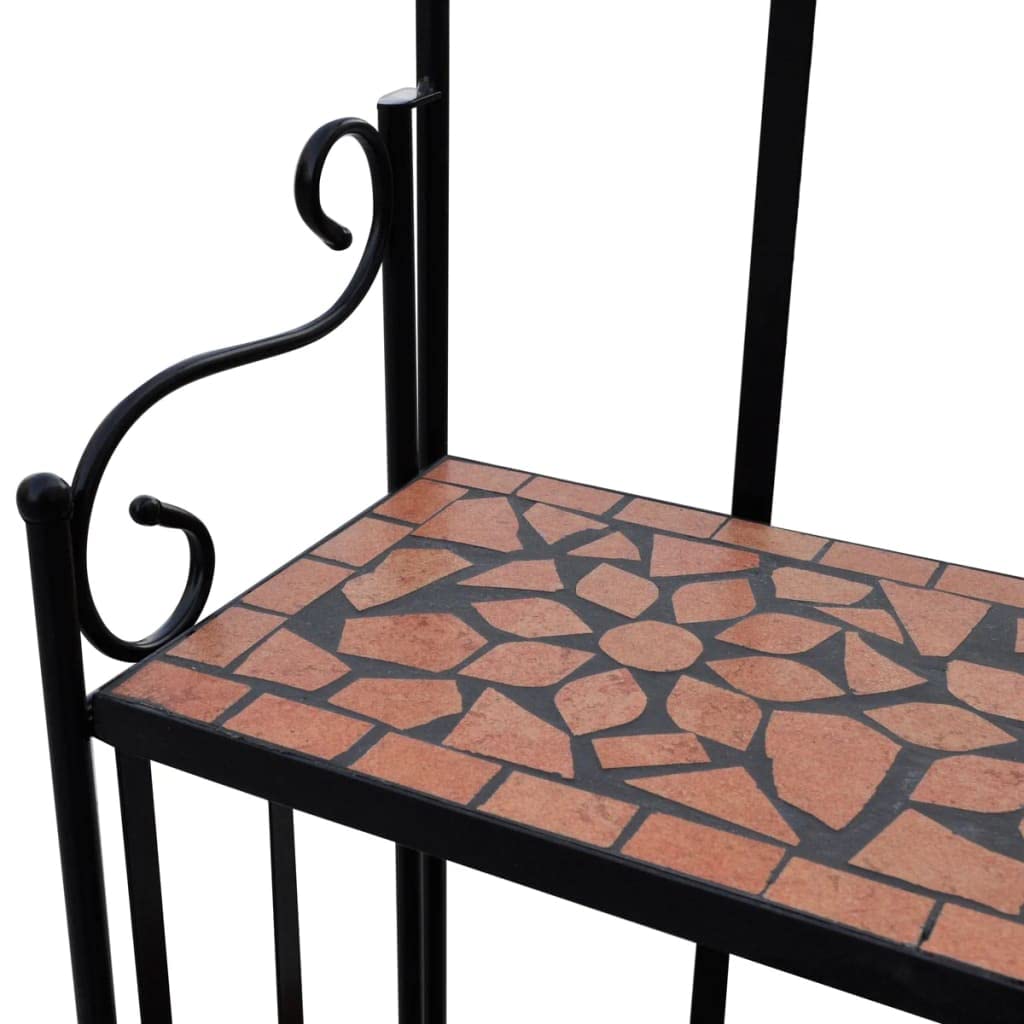 Pflanzenständer 3 Etagen Mosaik Keramik Eisen 115 cm Terrakotta - Bild 4
