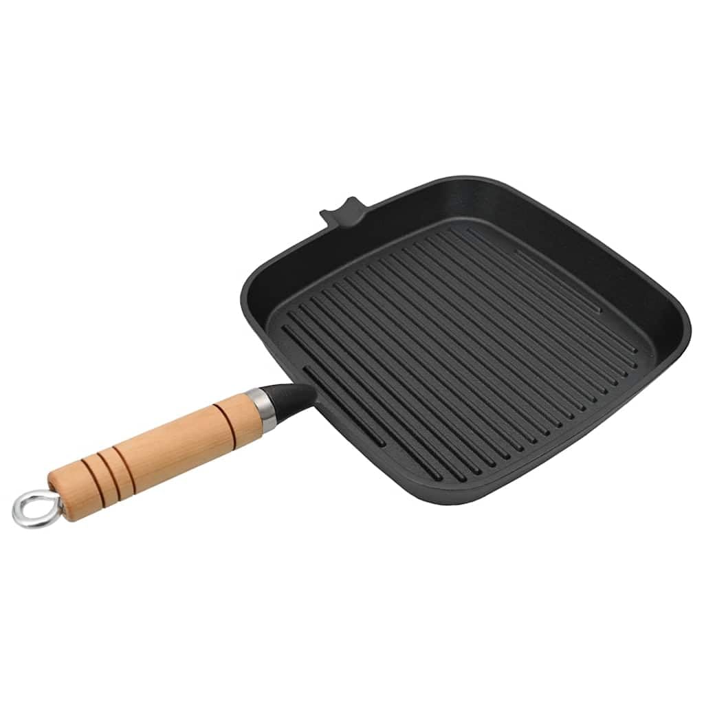 Gusseisen Grillpfanne quadratisch 20x20 cm mit Holzgriff