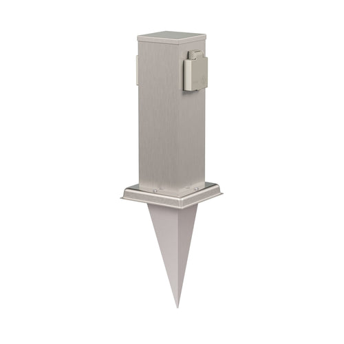 Gartensteckdosen-Säule Edelstahl 2-fach IP44 mit Erdspieß 27cm
