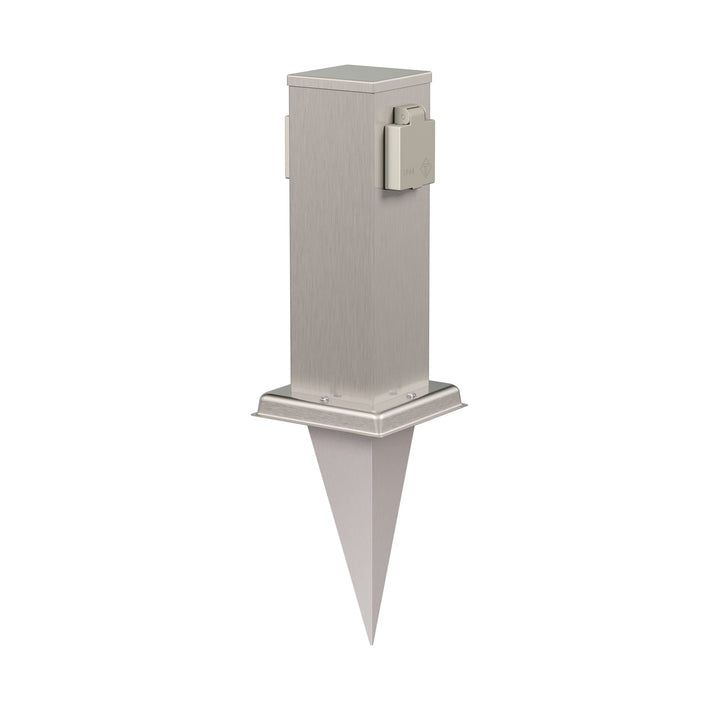 Gartensteckdosen-Säule Edelstahl 2-fach IP44 mit Erdspieß 27cm