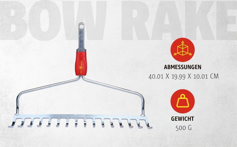 Bügelrechen 40 cm mit 16 Zinken für Beete und Saatbeet - Bild 2