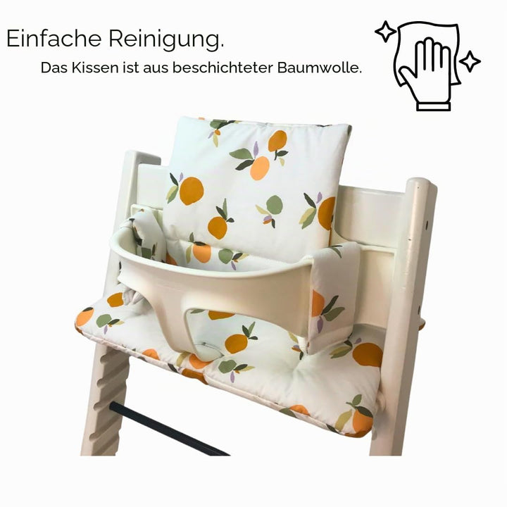 Hochstuhl-Sitzkissen Tripp Trapp kompatibel 100% Baumwolle Früchte Weiss - Bild 2