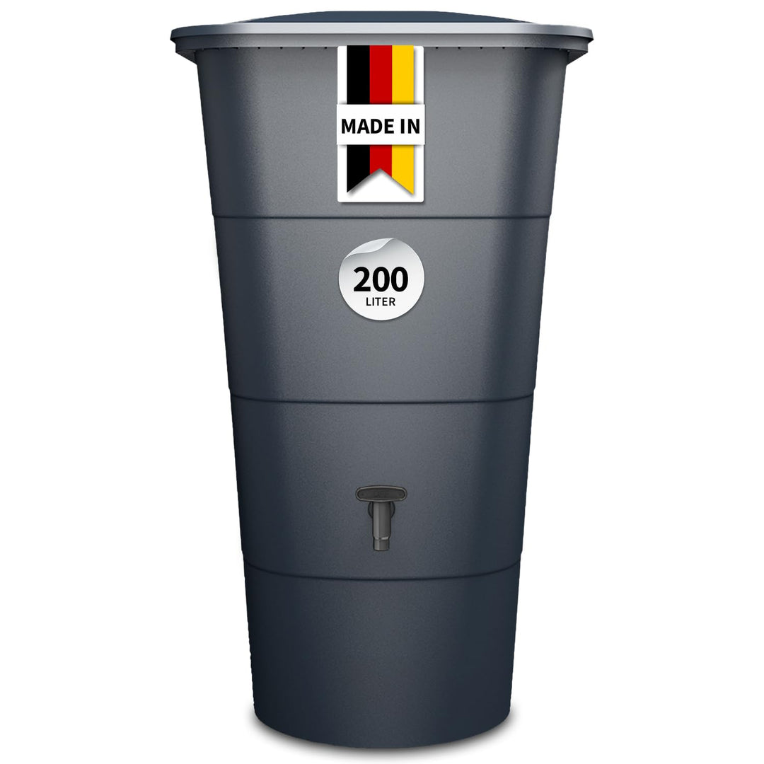 Regentonne eckig 200 Liter Graphite Grey mit Deckel und Hahn