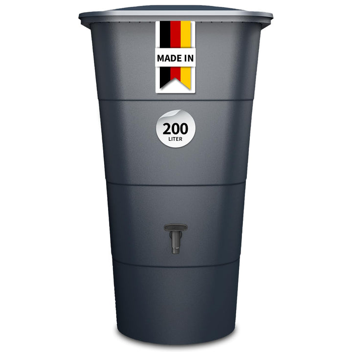Regentonne eckig 200 Liter Graphite Grey mit Deckel und Hahn